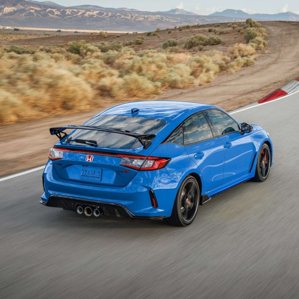 blue Honda Civic Type R on the road
