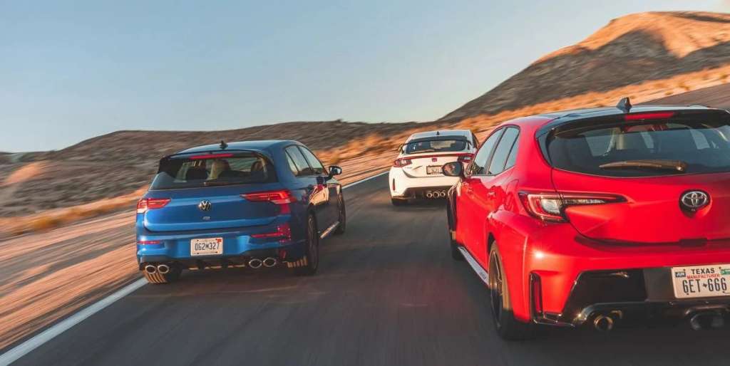 Honda Civic Type R on the road with other cars